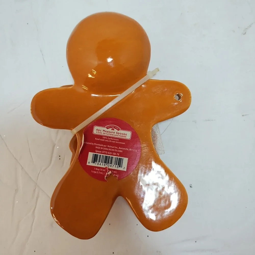 Gingerbread Woman Man Measuring Spoons Set 4 Piece Kitchen‎ Baking Tool NEW